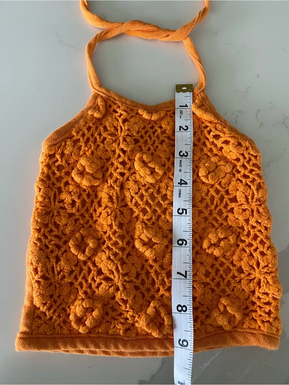 The Children's Place y2k Girls Floral Crochet Halter Tank Top 100% Cotton 12M